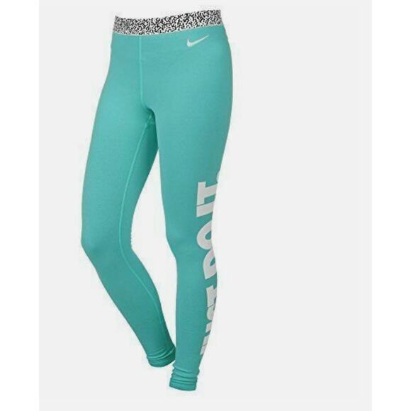 Nike PRO Dri-Fit Mezzo Training Tights Women's XS Turquoise White Logo - Picture 16 of 16